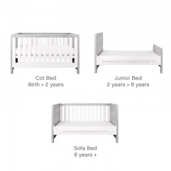 Tutti Bambini Modena Cot Bed, Grey Ash & White