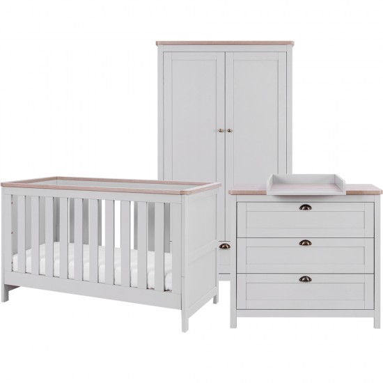 Tutti Bambini Verona 3 Piece Room Set, Dove Grey/Oak