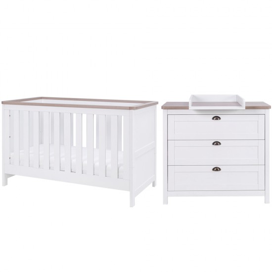 Tutti Bambini Verona 2 Piece Room Set, White/Oak