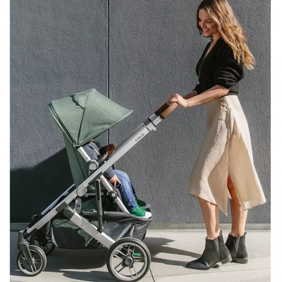 Uppababy CRUZ V2 Pushchair + Carrycot + Mesa + Base i-Size Travel System, Emmett Sage Green Melange