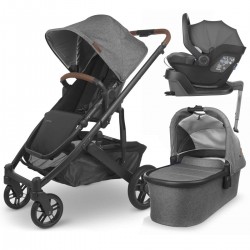 Uppababy CRUZ V2 Pushchair + Carrycot + Mesa + Base i-Size Travel System, Greyson Charcoal Melange