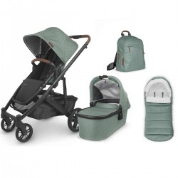 Uppababy CRUZ V2 Pushchair + Carrycot, Ganoosh Footmuff & Backpack Bundle, Gwen