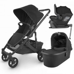 Uppababy CRUZ V2 Pushchair + Carrycot + Mesa + Base i-Size Travel System, Jake Black