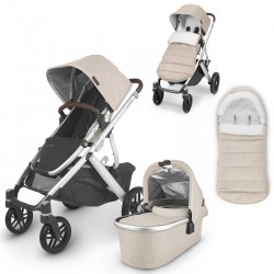 Uppababy VISTA V2 Pushchair & Pram + Ganoosh Footmuff Bundle, Declan Oat Melange