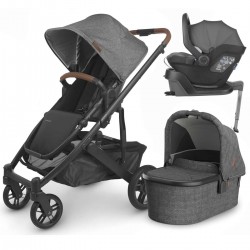 Uppababy CRUZ V2 Pushchair + Carrycot + Mesa + Base i-Size Travel System, Greyson Charcoal Melange