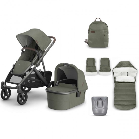 Uppababy VISTA V3 Pushchair & Pram + 4 Piece Accessory Bundle, Evelyn