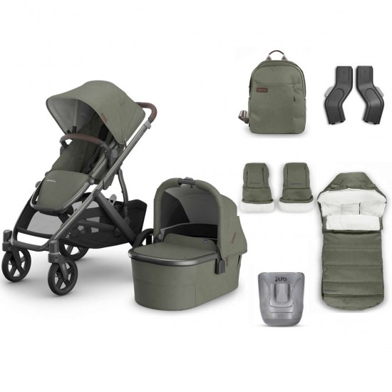 Uppababy VISTA V3 Pushchair & Pram + 5 Piece Accessory Bundle, Evelyn