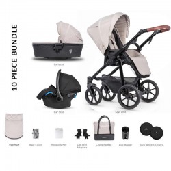 Venicci Shadow 2.0 Prestige Edition 3 in 1 Travel System + Isofix Base, Toscana Sand Tan