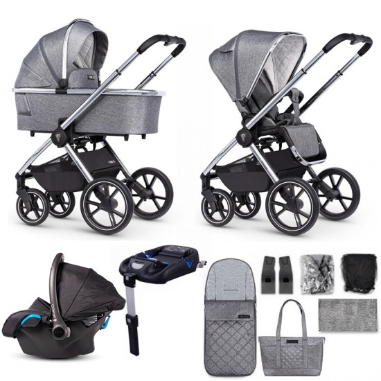 Venicci Tinum 2.0, 3 in 1 Travel System Bundle + Isofix Base - Rock Graphite