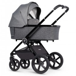 Venicci Upline 3 in 1 with Tiago 360 Car Seat + Base Complete Travel System Bundle + FREE Height Adjusters, Slate Grey