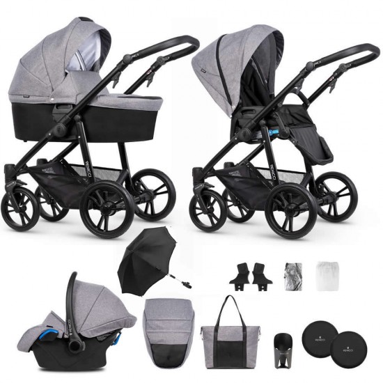 Venicci Genesis 3 in 1 Travel System Bundle + FREE Parasol, Light Grey