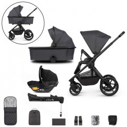 Venicci Tinum Edge 3 in 1 + Base Complete Travel System Bundle, Charcoal