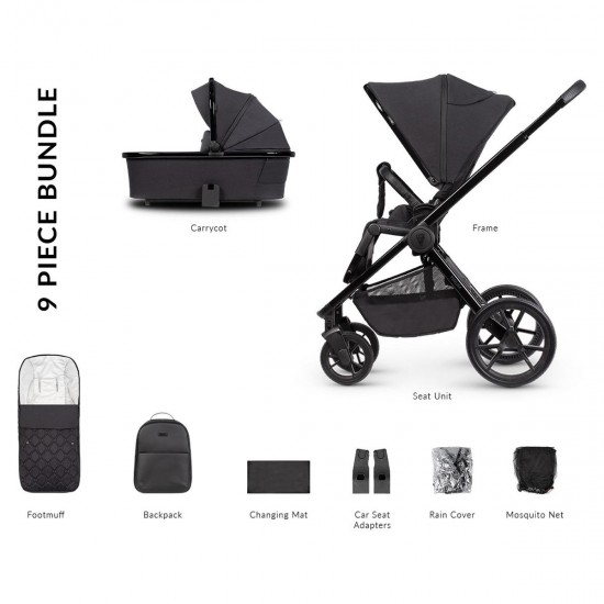 Venicci Tinum Edge 2 in 1 Pram Bundle, SE Raven Venicci Tinum Edge 2 in 1 Pram Bundle, SE Raven