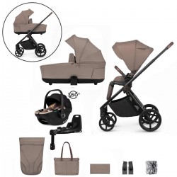 Venicci Claro 3 in 1 with Tiago 360 Car Seat + Base Complete Travel System Bundle, Almond