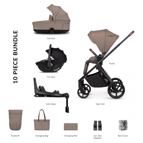 Venicci Claro 3 in 1 with Tiago 360 Car Seat + Base Complete Travel System Bundle, Almond Venicci Claro 3 in 1 with Tiago 360 Car Seat + Base Complete Travel System Bundle, Almond