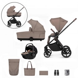 Venicci Claro 3 in 1 with Tiago 360 Car Seat Travel System Bundle, Almond