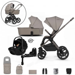 Venicci Upline 2 - 3 in 1 + Base Complete Travel System Bundle, Taupe