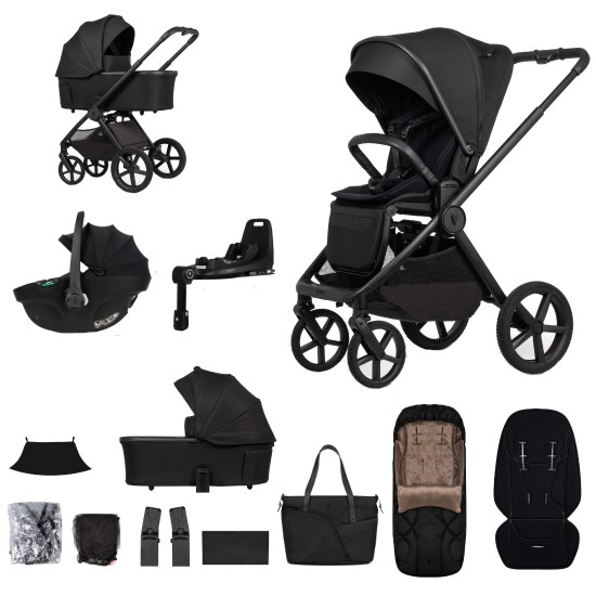 Venicci Upline 3 - 3 in 1 + Base Complete Travel System Bundle, Onyx