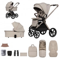 Venicci Upline 3 - 2 in 1 Pram - 11 Piece Bundle, Pebble