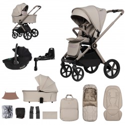 Venicci Upline 3 - 3 in 1 + Base Complete Travel System Bundle, Pebble