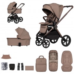 Venicci Upline 3 - 2 in 1 Pram - 11 Piece Bundle, Sand