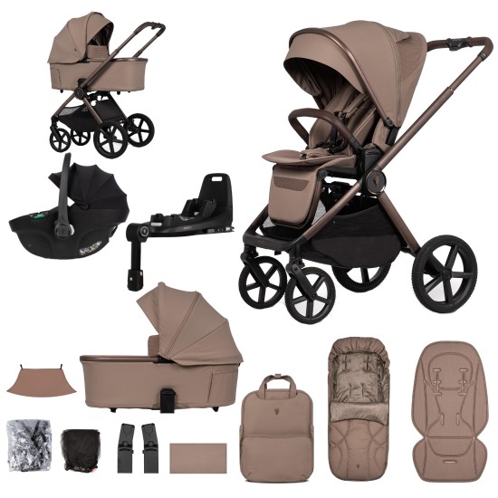 Venicci Upline 3 - 3 in 1 + Base Complete Travel System Bundle, Sand