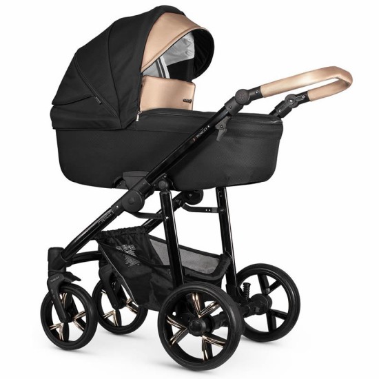 Venicci Lanco Gold Prestige Edition 3 in 1 Travel System, Black + FREE Isofix Base worth £129