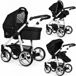 Venicci Soft 3 in 1 Travel System Bundle, White Chassis / Black