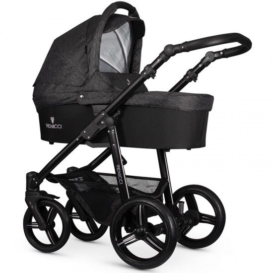 Venicci Soft 3 in 1 Travel System, Black Chassis / Denim Black