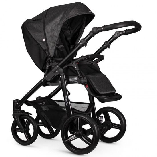 Venicci Soft 3 in 1 Travel System, Black Chassis / Denim Black