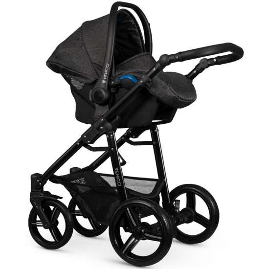 Venicci Soft 3 in 1 Travel System, Black Chassis / Denim Black