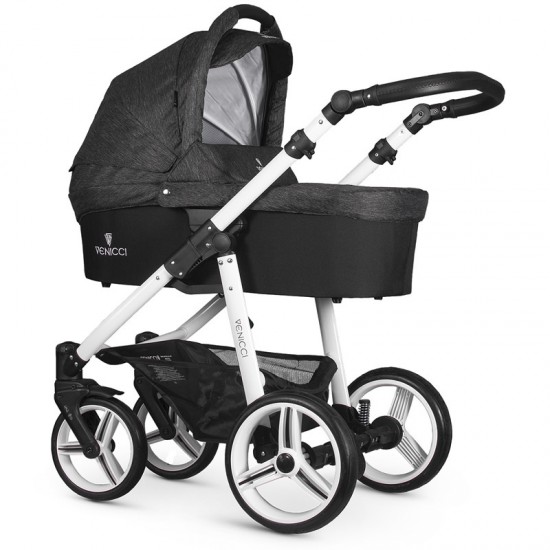 Venicci Soft 3 in 1 Travel System Bundle, White Chassis / Denim Black (Open Box) Venicci Soft 3 in 1 Travel System Bundle, White Chassis / Denim Black (Open Box)