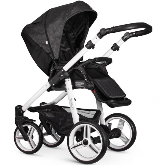 Venicci Soft 3 in 1 Travel System Bundle, White Chassis / Denim Black (Open Box) Venicci Soft 3 in 1 Travel System Bundle, White Chassis / Denim Black (Open Box)