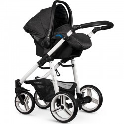 Venicci Soft 3 in 1 Travel System Bundle + Isofix Base, White Chassis / Denim Black