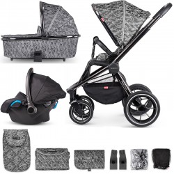Venicci Tinum 3 in 1 Travel System Bundle, Camo Grey / Black