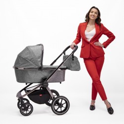 Venicci Tinum 3 in 1 Travel System Bundle, Grey / Denim Black