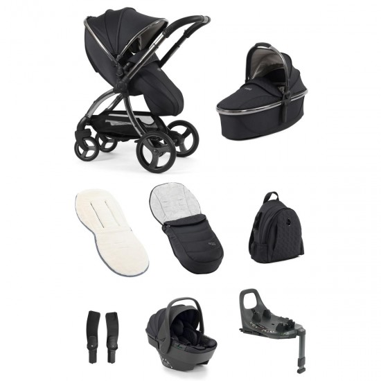 egg 3 Luxury Shell 360 i-Size Travel System Bundle, Carbonite