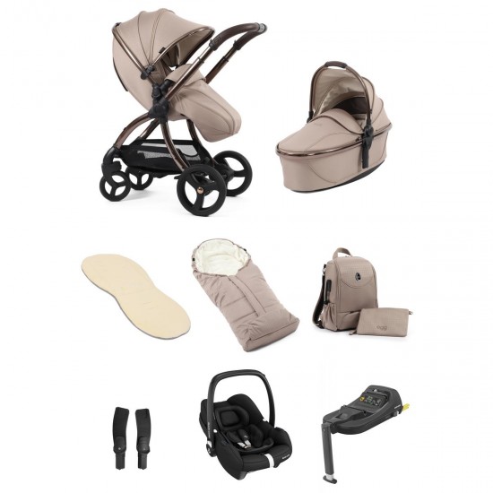 egg 3 Luxury Cabriofix i-Size Travel System Bundle, Houndstooth Almond