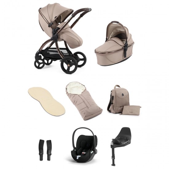 egg 3 Luxury Cloud T i-Size Travel System Bundle, Houndstooth Almond