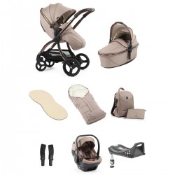 egg 3 Luxury Shell i-Size Travel System Bundle, Houndstooth Almond