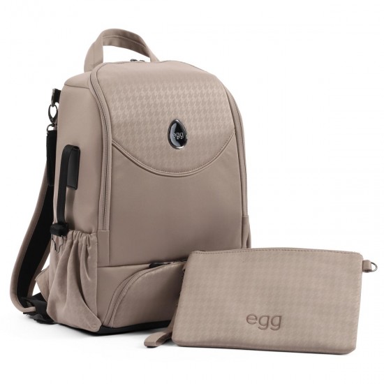 egg 3 Top Loader Backpack Changing Bag, Houndstooth Almond